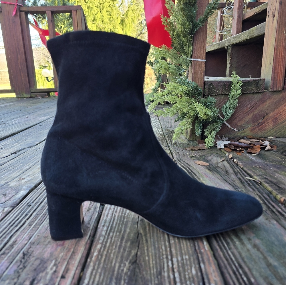 Stuart Weitzman, Sofia Sock Bootie, Black Suede, … - image 5